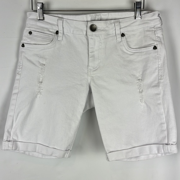 KUT from The Kloth Catherine Boyfriend White Summer Relaxed Fit Shorts Size 4 - Picture 5 of 11